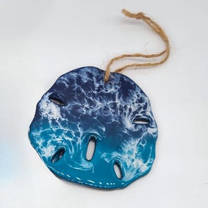 Sand Dollar Ornament - Handmade Resin and Wood