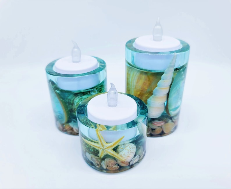 Seascape Candle Holder Made With Ecofriendly Epoxy Resin and Etsy