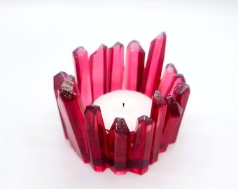 Crystal Cluster Tealight Candle Holder - Made with Eco-Friendly Resin