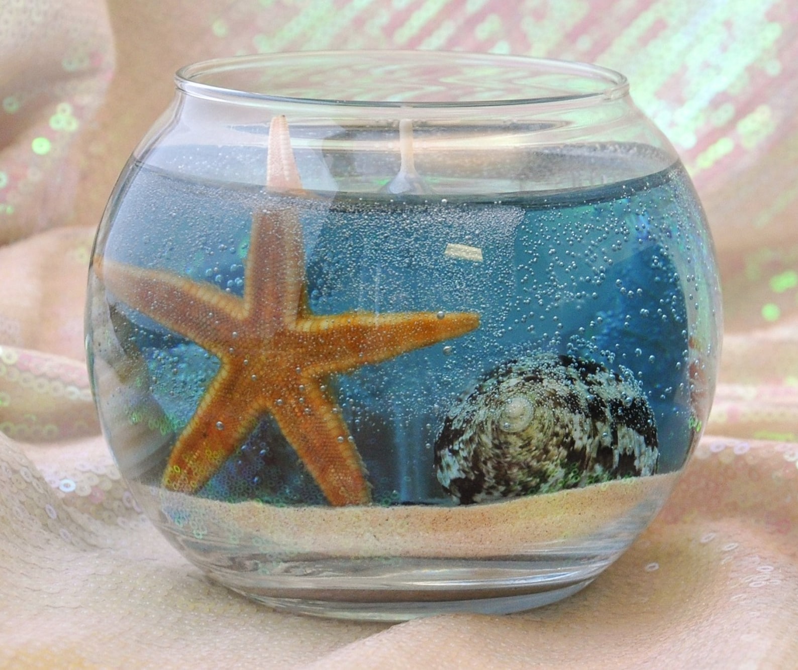 Scented Seascape Gel Candle Small Round Fishbowl Shape Real Etsy