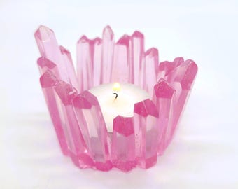Crystal Cluster Tealight Candle Holder - Made with Eco-Friendly Resin