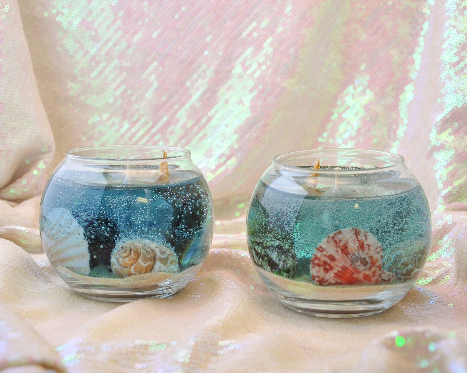 Scented Seascape Gel Candle Small Round Fishbowl Shape Real Etsy