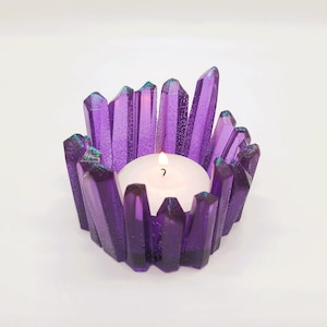 Crystal Cluster Tealight Candle Holder - Made with Eco-Friendly Resin