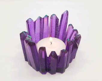 Crystal Cluster Tealight Candle Holder - Made with Eco-Friendly Resin