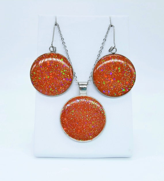Fashion Jewellery Gift Sets|Orange Matching Necklace Earrings Ring Set