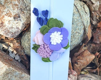 Felt Flower Bookmark - Lavender
