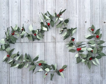 Felt leaf garland, Christmas garland, spring wedding, wedding decor, felt flowers, leaf swag, nursery decor, Christmas wedding