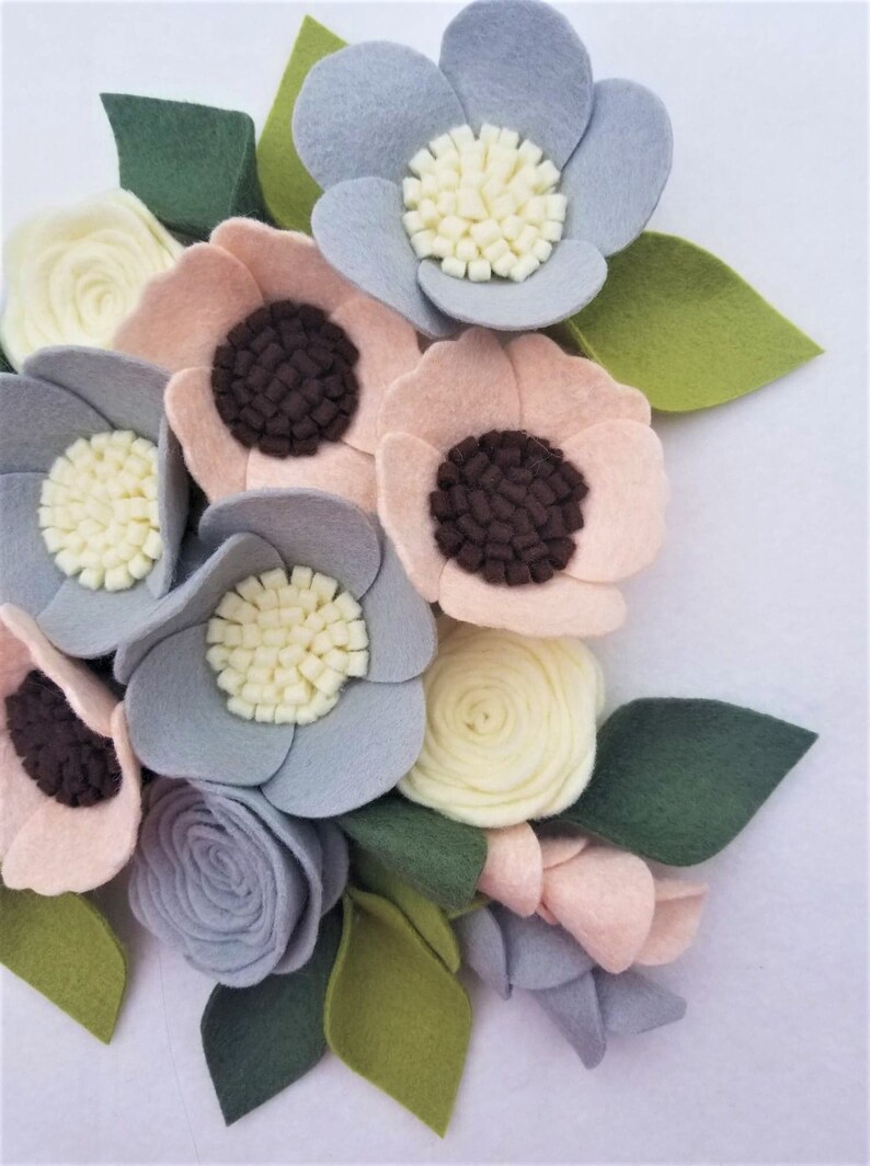 Wool felt flowers flower embellishments flower add on DIY Etsy