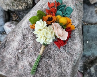 Small felt flower bouquet, fall bouquet, fall flowers, wildflower felt bouquet, wildflower bouquet, bridesmaids bouquet, fall wedding