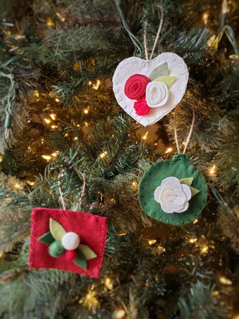 Set of 6 felt ornaments wool felt ornaments christmas tree Etsy
