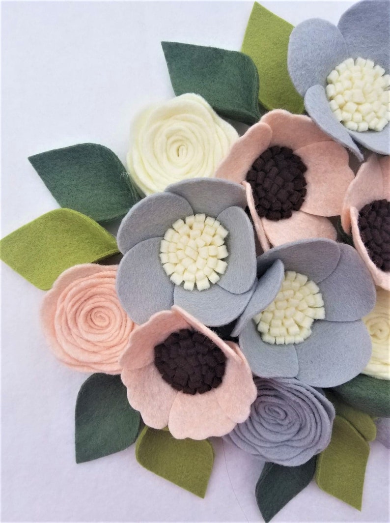 Wool felt flowers flower embellishments flower add on DIY Etsy