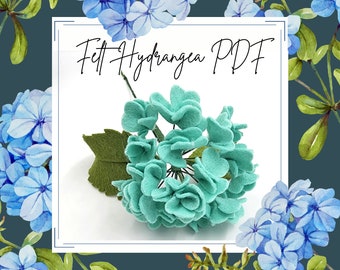 Hydrangea Downloadable PDF, Felt Hydrangea DIY, DIY Craft, hydrangea tutorial, craft tutorial, hydrangea craft, hydrangea stem