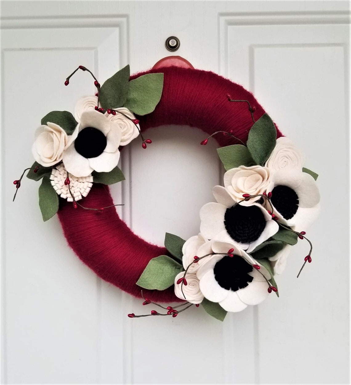 Christmas Yarn Wreath Christmas Wreath Holiday Wreath Etsy