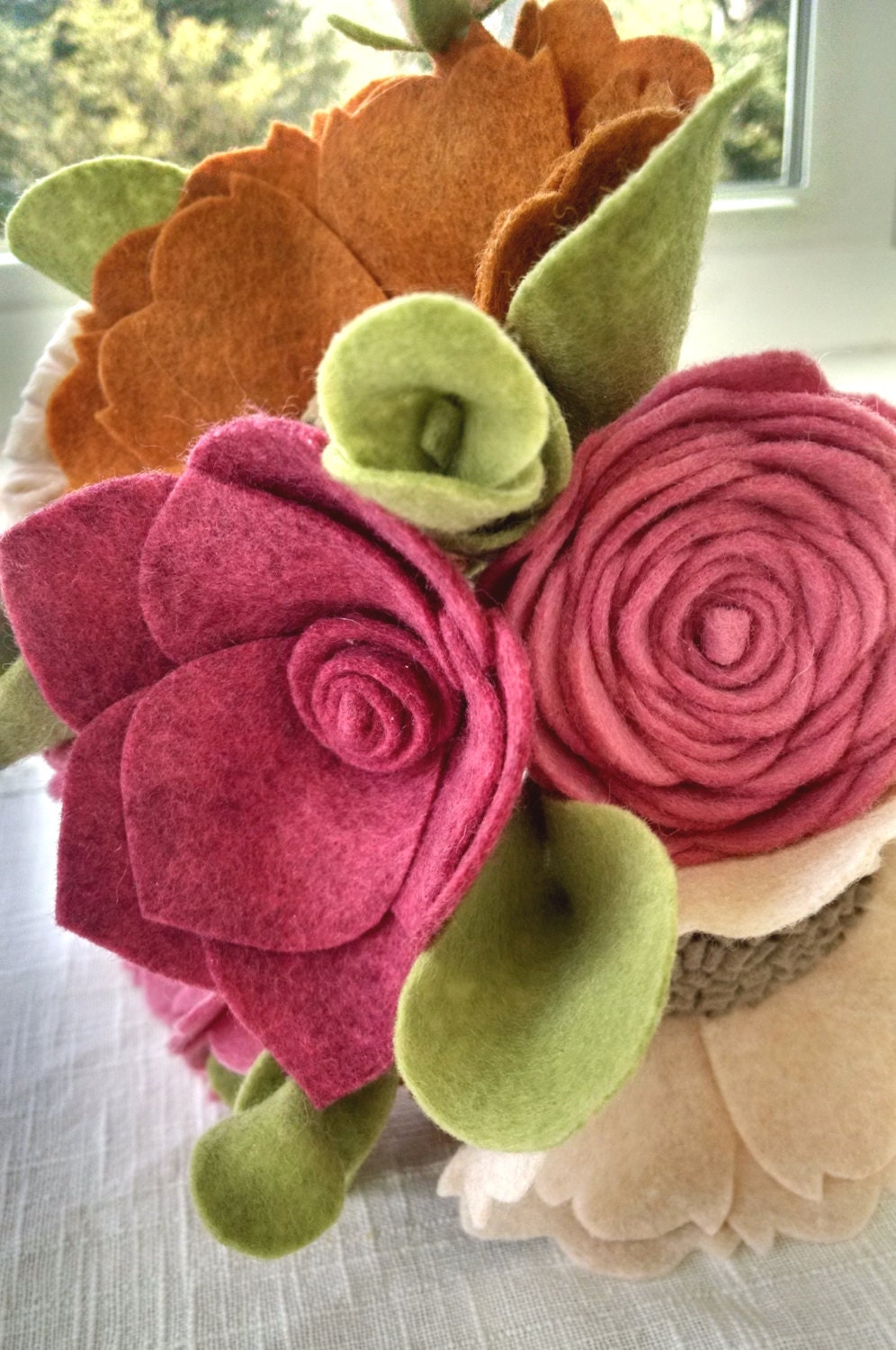 Wedding Bouquet Wool Felt Flower Bouquet Flower Arrangement Etsy