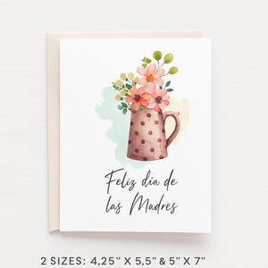 Moederdagkaart in het Spaans en Engels / Printbare kaart / Het perfecte cadeau | 2 formaten A2 en 5x7 inch | Aquarelprint met bloemen