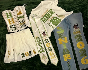 The 5 piece Graduation Sets (Corset, Tshirt, Skirts,Jeans,Stole)