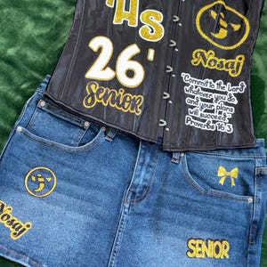 Corset and Jean Skirt Custom Graduation Outfit