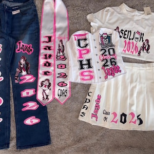 Monster High 5 piece Graduation Sets (Corset, Tshirt, Skirts,Jeans,Stole)