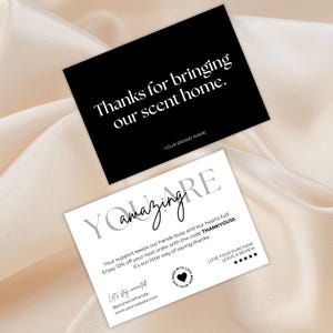 Candle Business Thank You Card Template, Canva Editable Design for Fragrance & Home Scent Brands, Elegant Packaging Insert Cards