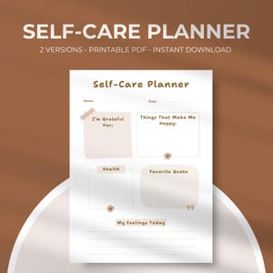 Planificador de autocuidado (PDF imprimible), seguimiento diario de salud mental y bienestar, plantilla de gratitud y reflexión diaria, tamaño A4/A5/Carta/Media página
