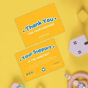 Cartão de agradecimento para loja infantil, modelo editável do Canva para boutiques de bebês e marcas de brinquedos