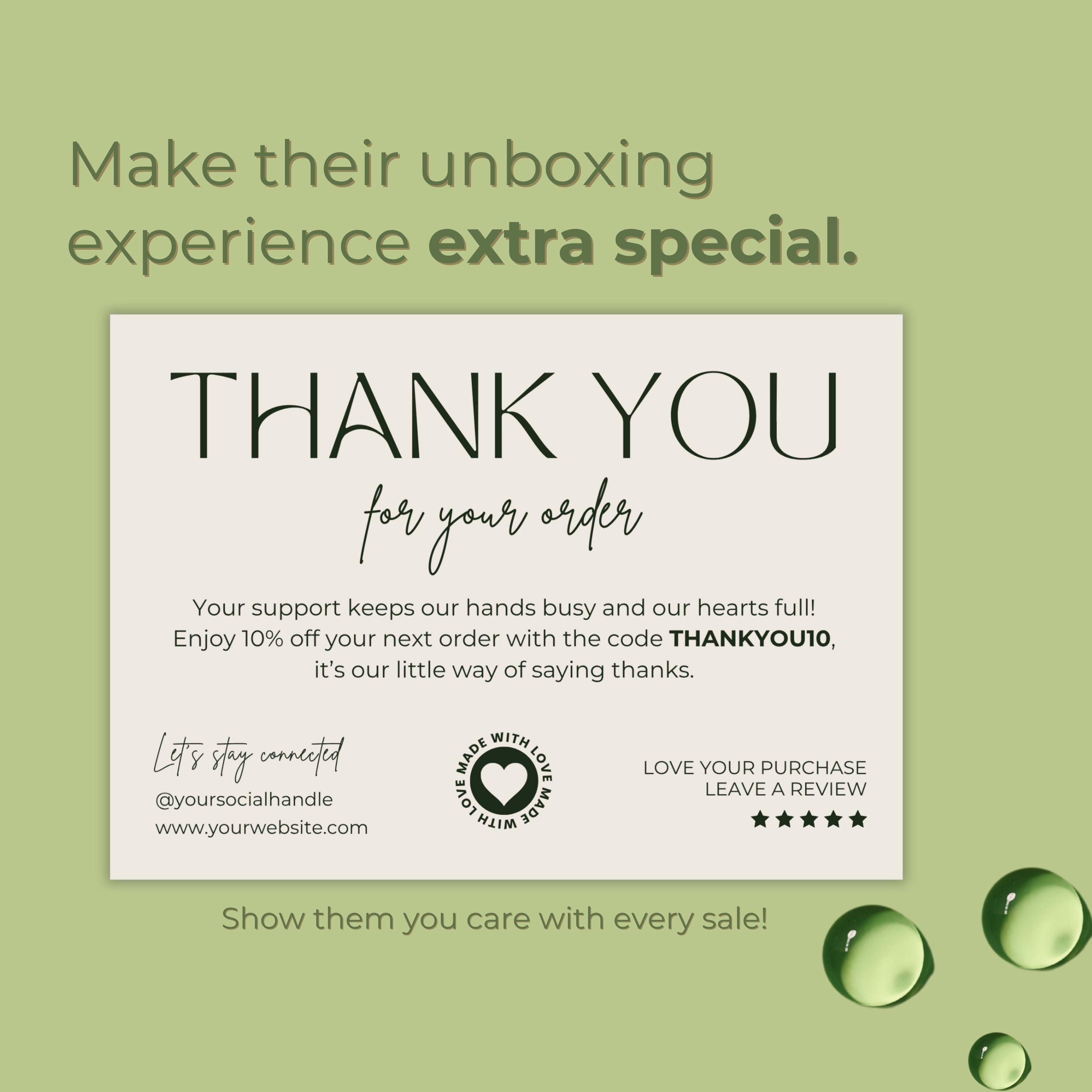 Organic Green Business Thank You Card Template, Canva Editable Design ...
