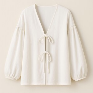 Easy Tie Top Sewing Pattern | PDF Blouse Pattern for Beginners | Loose ...
