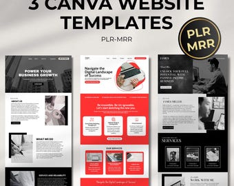 Canva Website Template Bundle, Modern Editable Site (PLR MRR Digital Download)