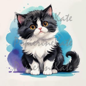 12 images de chaton rouge mignon, chaton noir, chaton blanc, chaton gris, carte postale, affiche, anniversaire, clipart aquarelle, peinture numérique