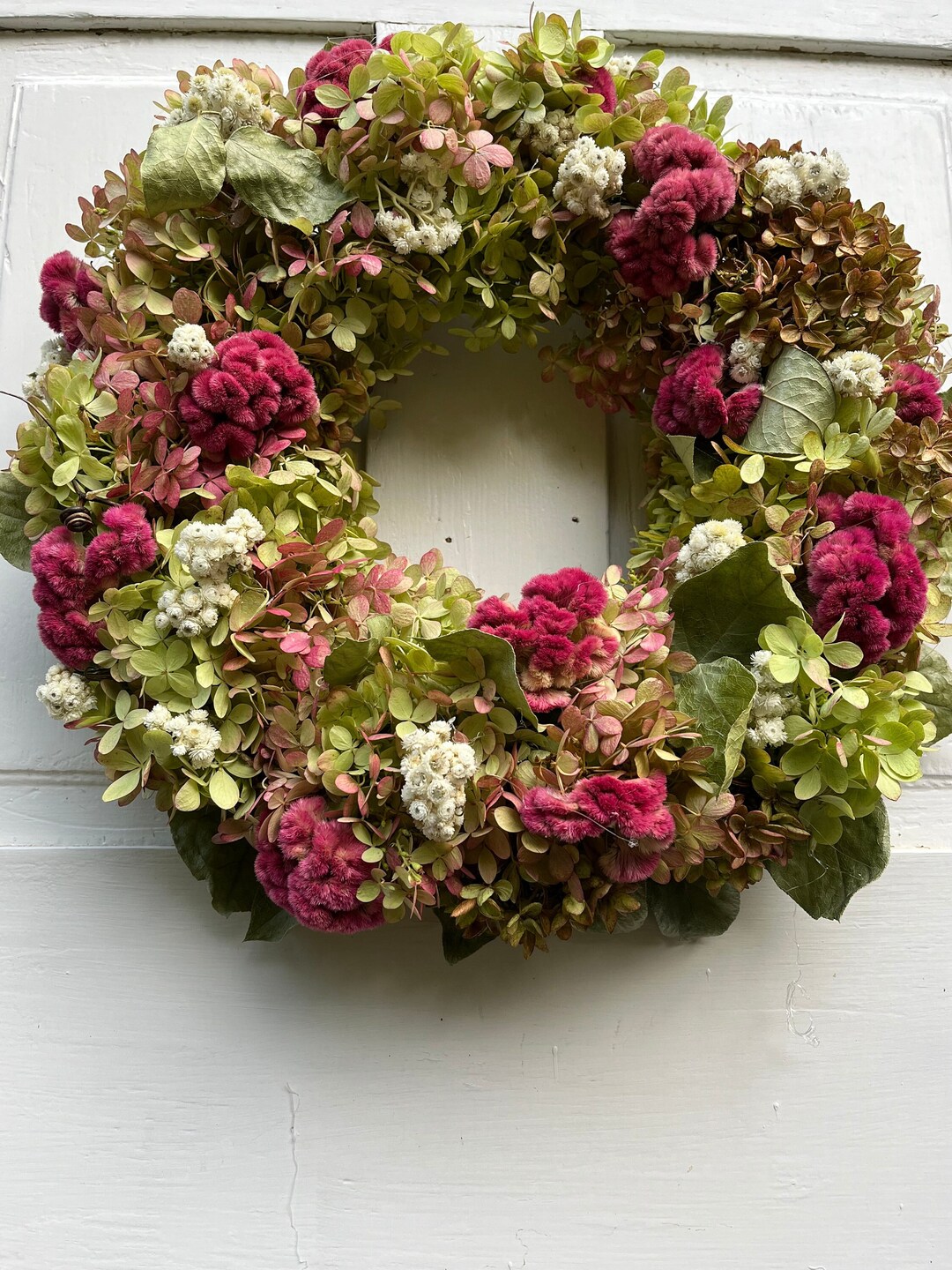 Dried Flower Wreath , Dried Hydrangea Wreath, Cottage Wreath , Country