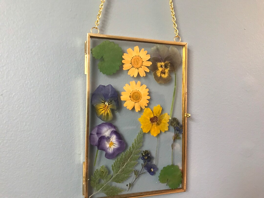 Pressed Flower Art Pressed Flowers Glass Floating Frame Etsy