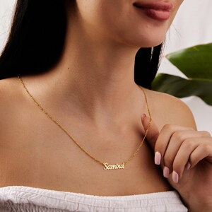 14K Solid Gold Name Necklace, Custom Cursive Jewelry, Elegant Everyday Gift, Minimalist Necklace
