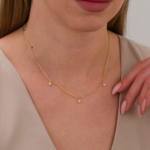 Dainty Pearl Necklace, 14K Gold Layered, Minimalist Jewelry, Adjustable Chain, Freshwater Pearl, Wedding Jewelry, Gift for Her