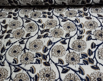 Bohemian Handmade Kantha Quilt: Floral Print Indian Cotton Coverlet, Grey