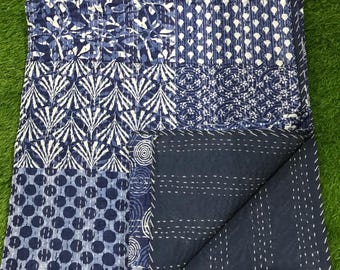 Indische Baumwolle Quilt Handgemacht Tagesdecke König Größe Decke 90x60, 90x108, 108 x 108 Zoll