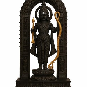 Black Poly Resin Ram Lalla Idol: Ayodhya Lord Ram Statue