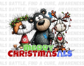 ALS Awareness PNG: Raise Awareness Christmas Bear Digital Download