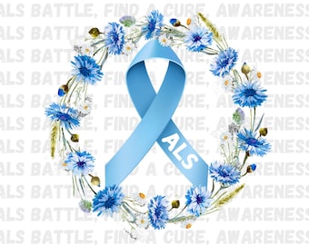 ALS Awareness PNG: Cornflower Ribbon Digital Download