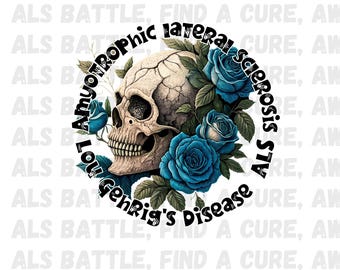 ALS Awareness Skull PNG: Lou Gehrig's Disease (Digital Download)