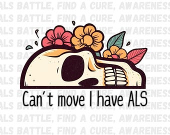 ALS Awareness Skull PNG: Lou Gehrig's Disease Support (Digital Download)