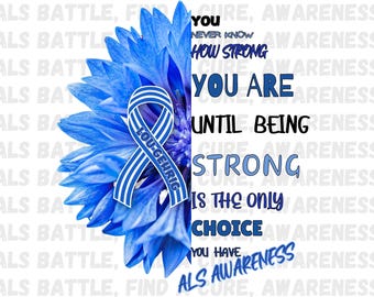 ALS Awareness PNG: Lou Gehrig's Disease, Find a Cure (Digital PNG)