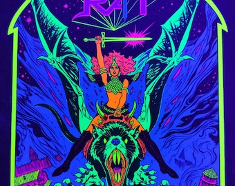 CASTLE RAT RIDES at Dawn Uv Black Light Mini Poster 8.5"x11"