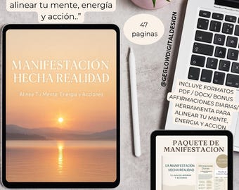 Ley de Atraccion, Manifestation Anleitung + Planer, Tägliche Affirmationen, Fülle (Digital Bundle)