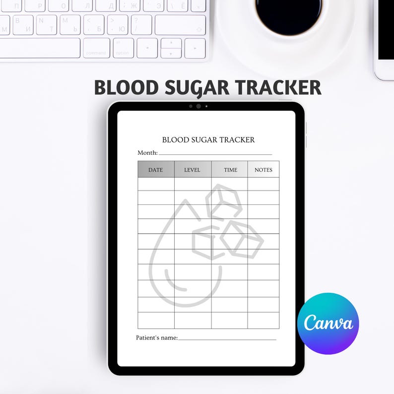 Track your blood sugar with ease! This printable and digital Blood Sugar Tracker & Weekly Log Planner helps you monitor levels daily. Includes a 37-page bonus planner for full diabetic wellness management. Instant download, easy to use on tablet or print. Perfect for anyone managing diabetes or tracking glucose. Compatible with Canva for personalization. Start organizing your health today!