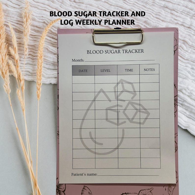 Track your blood sugar with ease! This printable and digital Blood Sugar Tracker & Weekly Log Planner helps you monitor levels daily. Includes a 37-page bonus planner for full diabetic wellness management. Instant download, easy to use on tablet or print. Perfect for anyone managing diabetes or tracking glucose. Compatible with Canva for personalization. Start organizing your health today!
