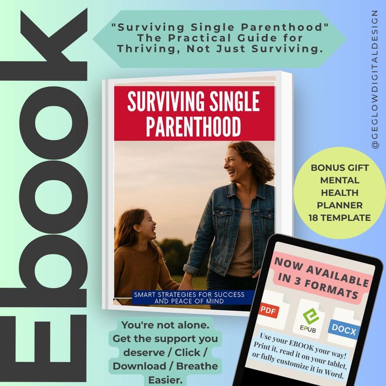Single Parent Guide Ebook: Family Wellness, Mental Health Planner (PDF, EPUB, DOCX) image 1