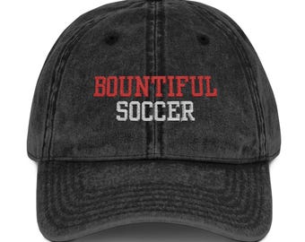 Embroidered Vintage Cap, Bountiful Sccer Hat, baseball Cap, Retro Style Headwear, Bountiful High School Gift