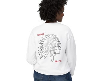 Bountiful Braves Sweatshirt, Braves Head Dress Crewneck for Fans
