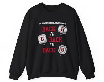Bountiful Redhawks Champion Sweatshirt, Back-to-Back-to-Back champs, 3 rings, Crewneck Sweatshirt, Sports Apparel, Basketball Fan Gear, Gift