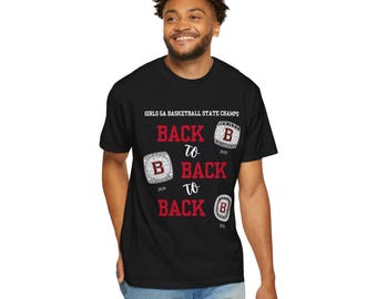 Redhawks Basketball State Champions T-shirt, Trophy Rings Tee, Bountiful High Sports Shirt, Back to Back Victories Top, Unisex Garment-Dyed